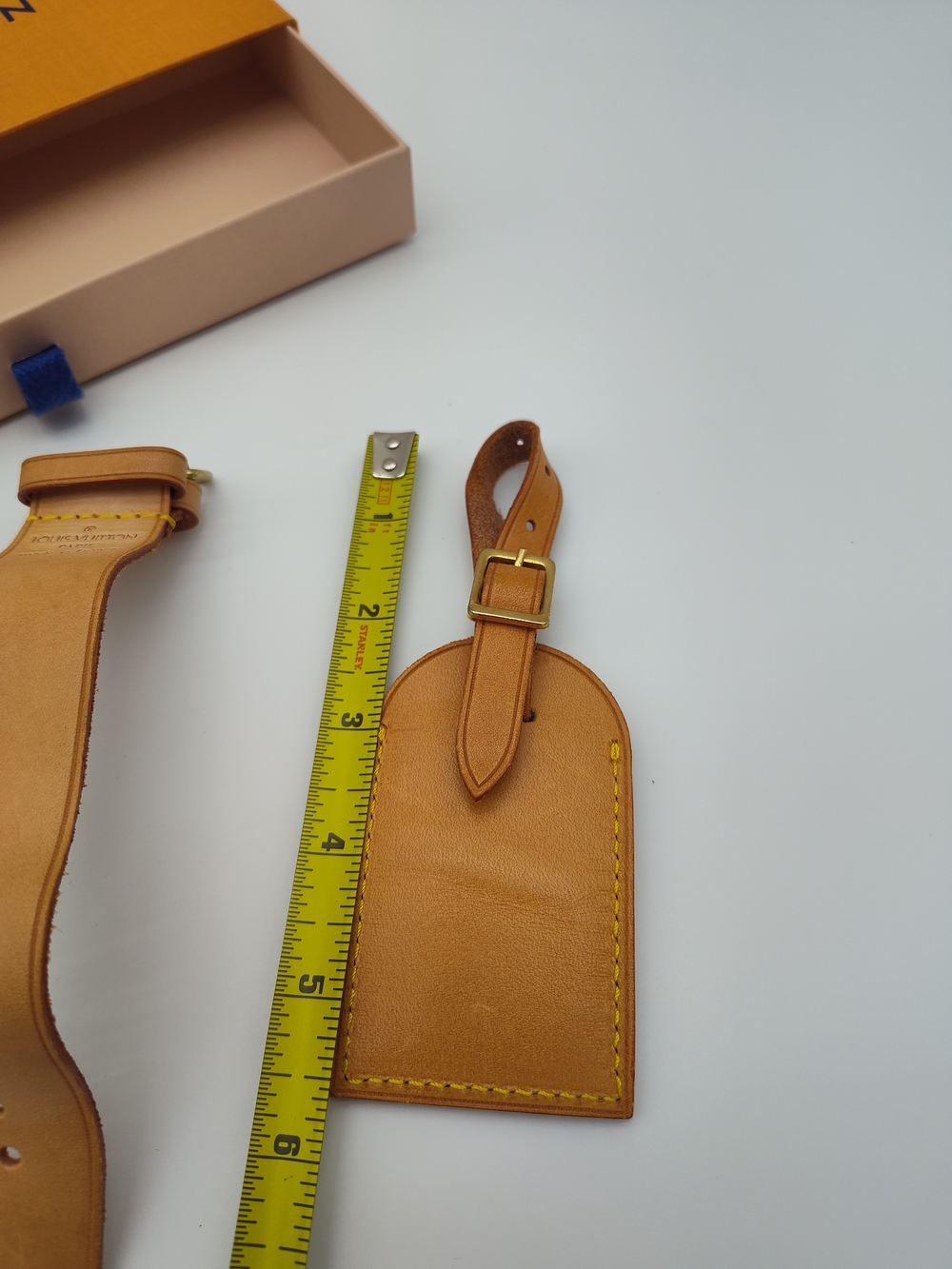 LOUIS VUITTON Vachetta Leather Luggage Tag & Handle Strap Set with Box - Picture 11 of 13